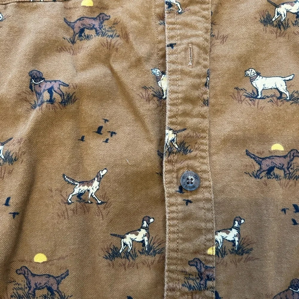 Duluth Trading Co Brown Printed Lightweight Dog-Pattern Shirt Jacket